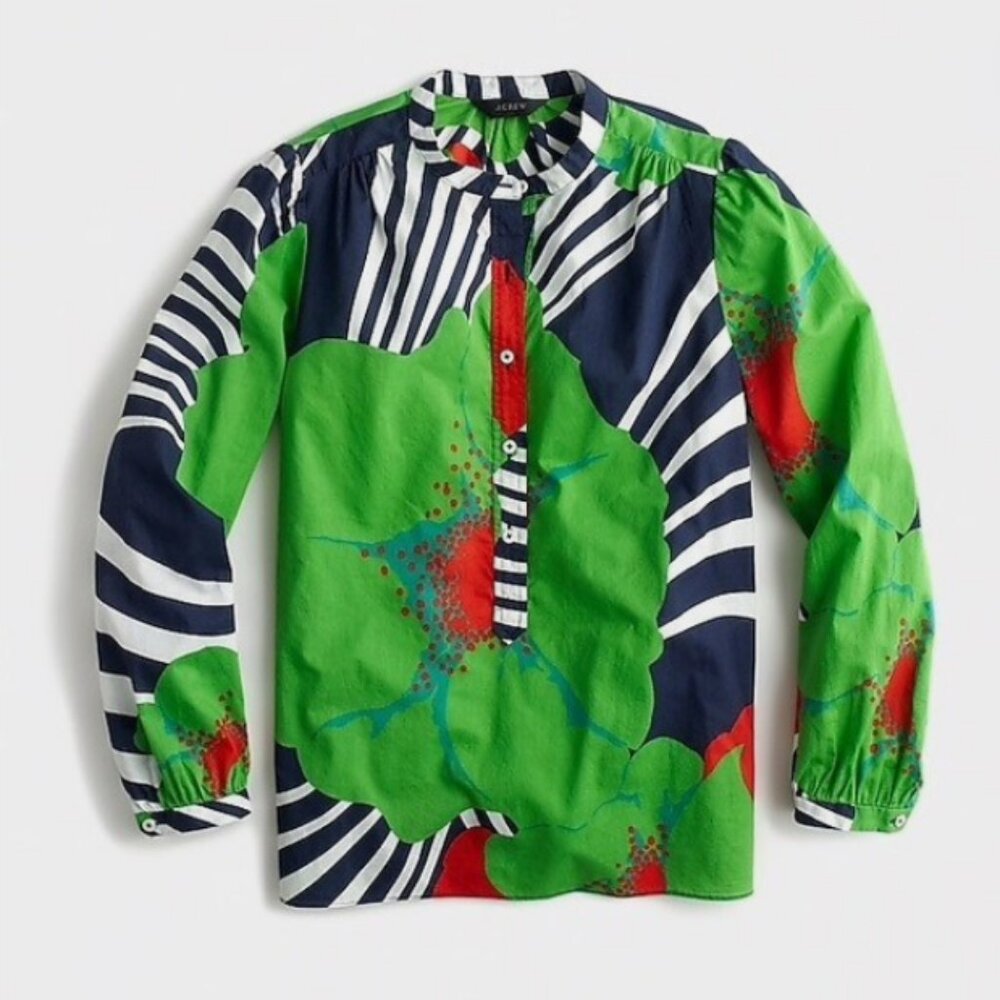 JCrew Ratti floral stripe top popover shirt